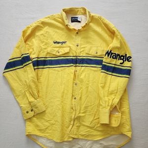 Vintage Wrangler yellow spellout buttondown shirt mens xl